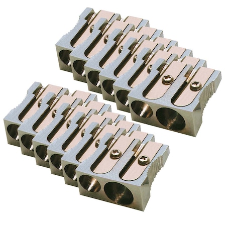 Charles Leonard Two-Hole Metal Pencil Sharpener, PK12, 12PK 77755